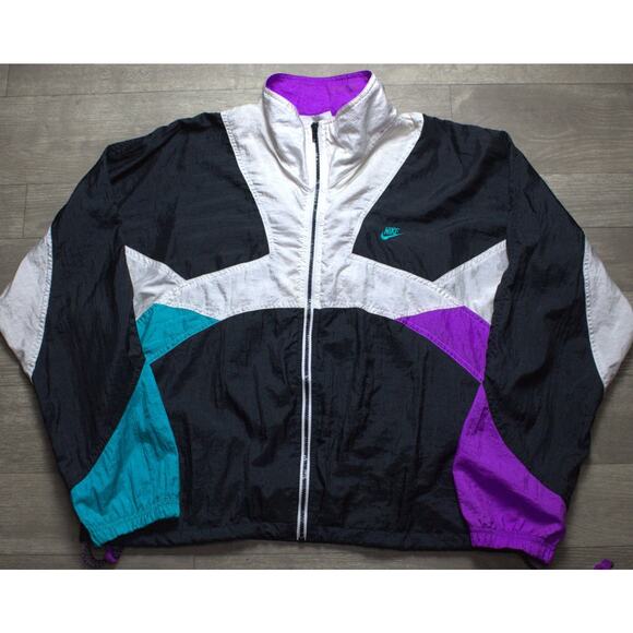 VINTAGE Nike Women Jacket L International Retro Windbreaker Logo 90s - Picture 2 of 5